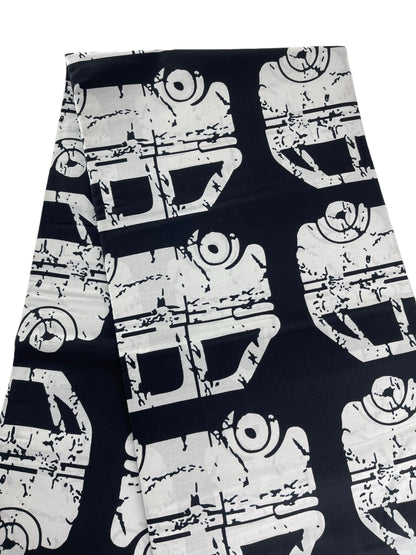 African Fabric/Ankara-White and Black Color/Tribal Print/KM57/Africanwaxprint