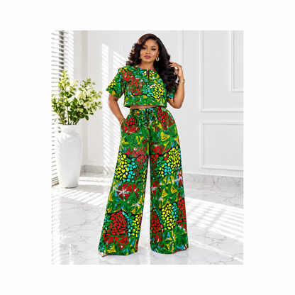 African Crop Top and Pant/Ankara Pant Set