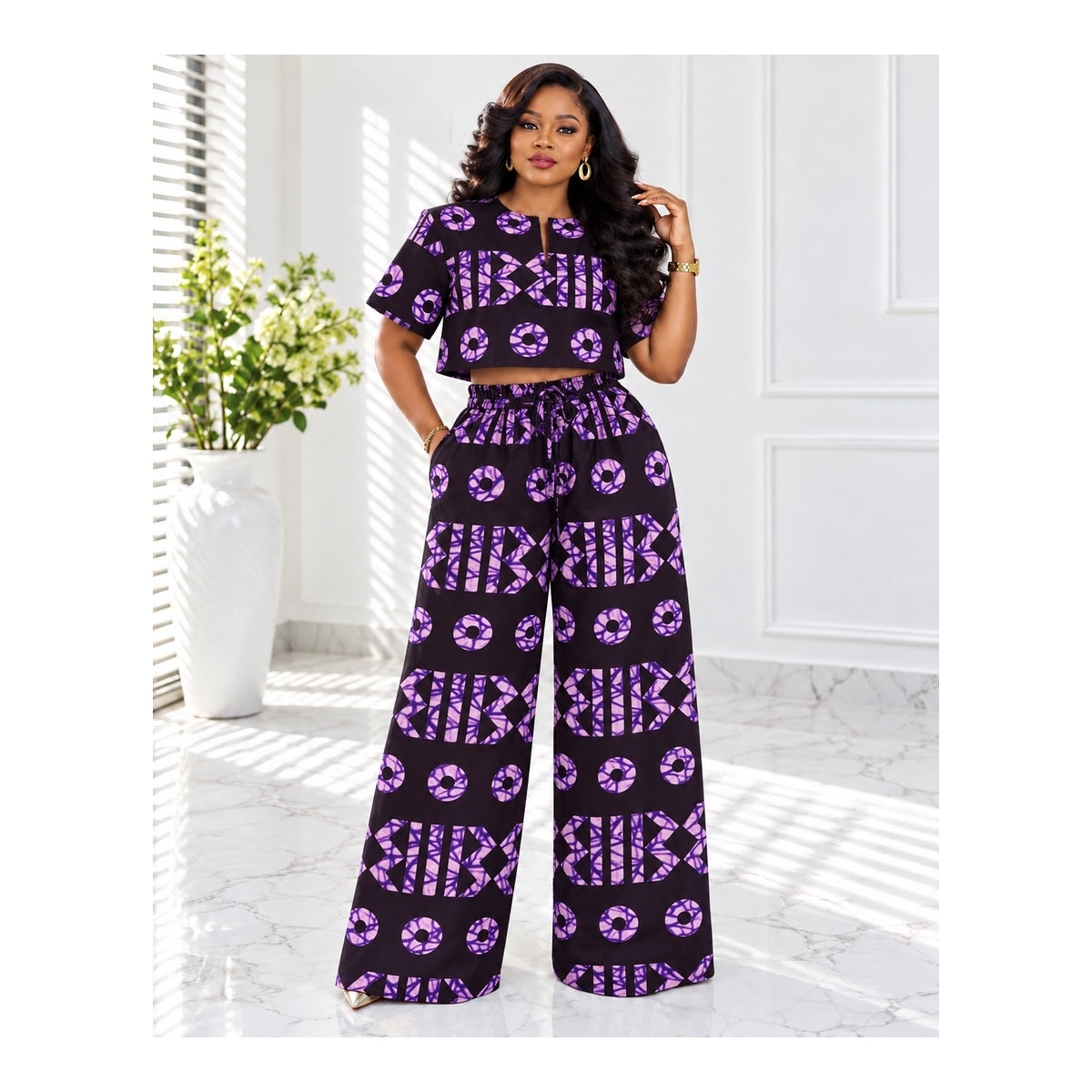 African Crop Top and Pant/Ankara Pant Set/African Clothing