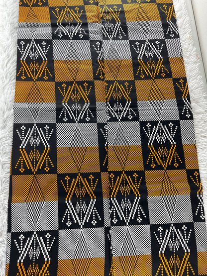 /African print fabric/African clothing/Danshiki fabric/Black Gold White Color fabric/KM115