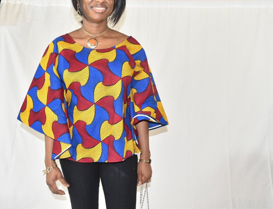 African Clothings For Women/African Blouse/Ankara Blouse/African Print Top/African Fashion/Ankara/ Printed Blouse/Short Sleeves Blouse/Blous