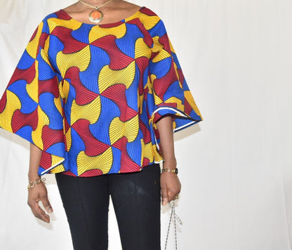 African Clothings For Women/African Blouse/Ankara Blouse/African Print Top/African Fashion/Ankara/ Printed Blouse/Short Sleeves Blouse/Blous