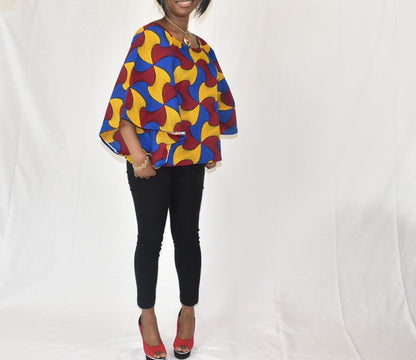 African Clothings For Women/African Blouse/Ankara Blouse/African Print Top/African Fashion/Ankara/ Printed Blouse/Short Sleeves Blouse/Blous
