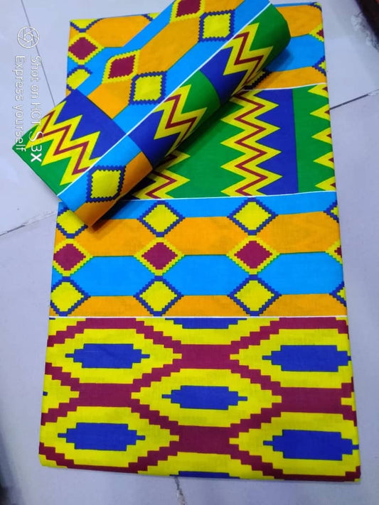 African Fabric/African prints/ Ankara fabric/ African wax//Kitenge fabric/Samakaka fabric/ Yellow and blue Kente fabric/ African whol/MK200