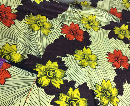 Cream and orange African Fabric/African prints/ Ankara fabric/ Wax prints/ Cream and brown African prints/ African craft fabric/MK198