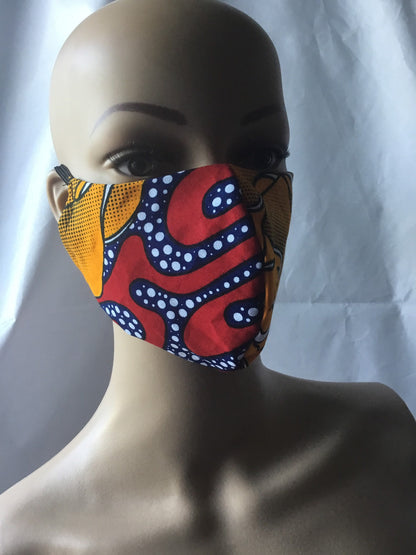 Buy 2 get 1 free Face Mask/Washable Mask/Reversible 100% cotton African Mask/Made in the USA African face mask/ African Mask with nose wire/