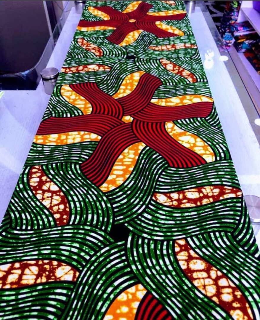 African Fabric/African prints/ Ankara fabric/ African wax/Hollandais/Green and red African fabric/ African fabric 6 yards/MK480