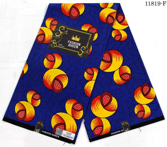 Navyblue and orange African Fabric/African prints/ Wax prints/ African prints for crafts/ African fabric for apparels/Face mask fabric/MK428