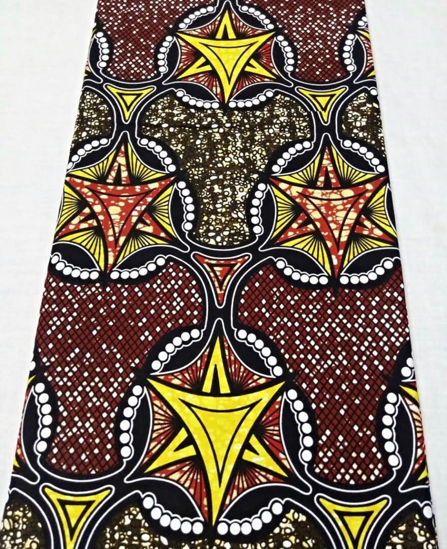 African Fabric/African prints/ Ankara fabric/ African wax/Hollandais/Chocolate brown and gold African fabric/ African fabric 6 yards/MK800