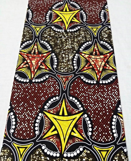 African Fabric/African prints/ Ankara fabric/ African wax/Hollandais/Chocolate brown and gold African fabric/ African fabric 6 yards/MK800
