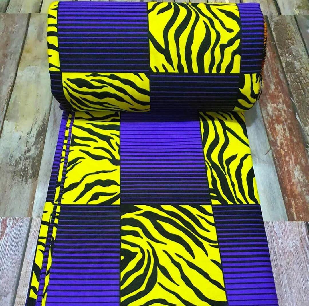 African Fabric/African prints/ Ankara fabric/wax print/Yellow and brown fabric/ Purple and yell African fabrics/ African fabric by the/MK184
