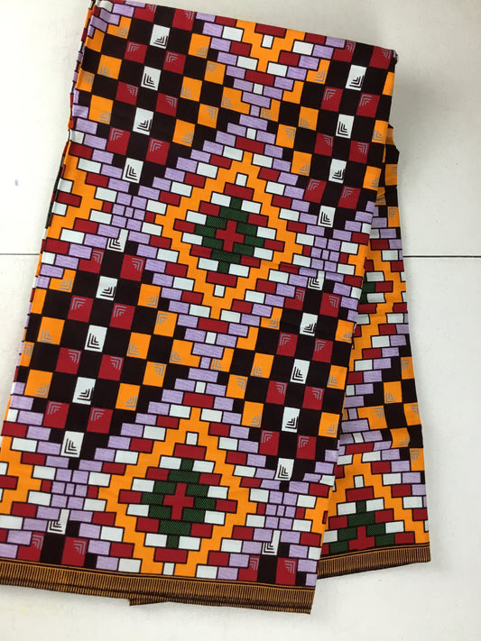 Multicolor African Fabric/African prints/ Ankara fabric/ Wax print/ African fabric for decor/ African fabric for crafts/ headwrap/ MK594