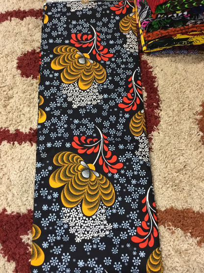 Black and gold African Fabric/African prints/ Ankara fabric/ Wax print/ African fabric for crafts/ African headwrap/ African clothing/MK908D