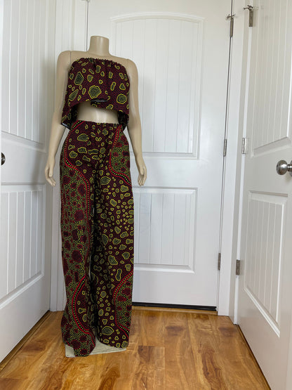 African print maxi pant with matching cropped top, Ankara pant set,African maxi pants,cropped Top&pant set,Wide bottom pants/Palazzo/TK69