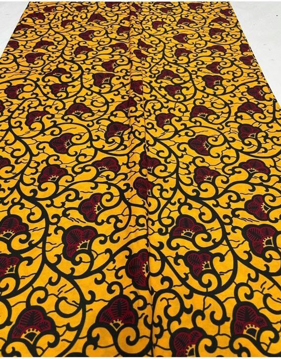 Yellow and red African Fabric/African print/African fabric by the yard /Hollandais/ African fabric/ African fabric 6 yards/FG84e