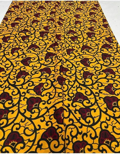 Yellow and red African Fabric/African print/African fabric by the yard /Hollandais/ African fabric/ African fabric 6 yards/FG84e