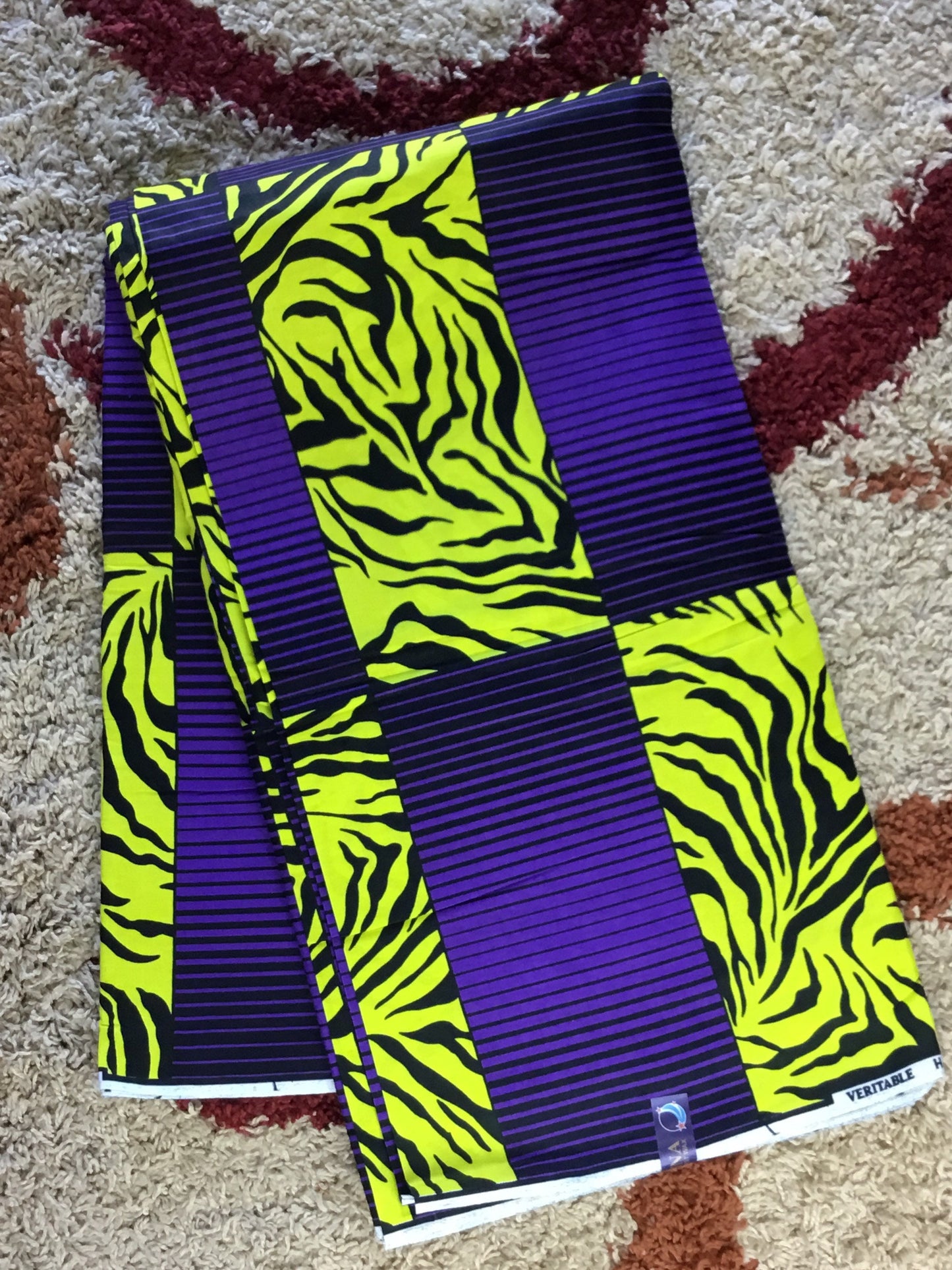 African Fabric/African prints/ Ankara fabric/wax print/Yellow and brown fabric/ Purple and yell African fabrics/ African fabric by the/MK184