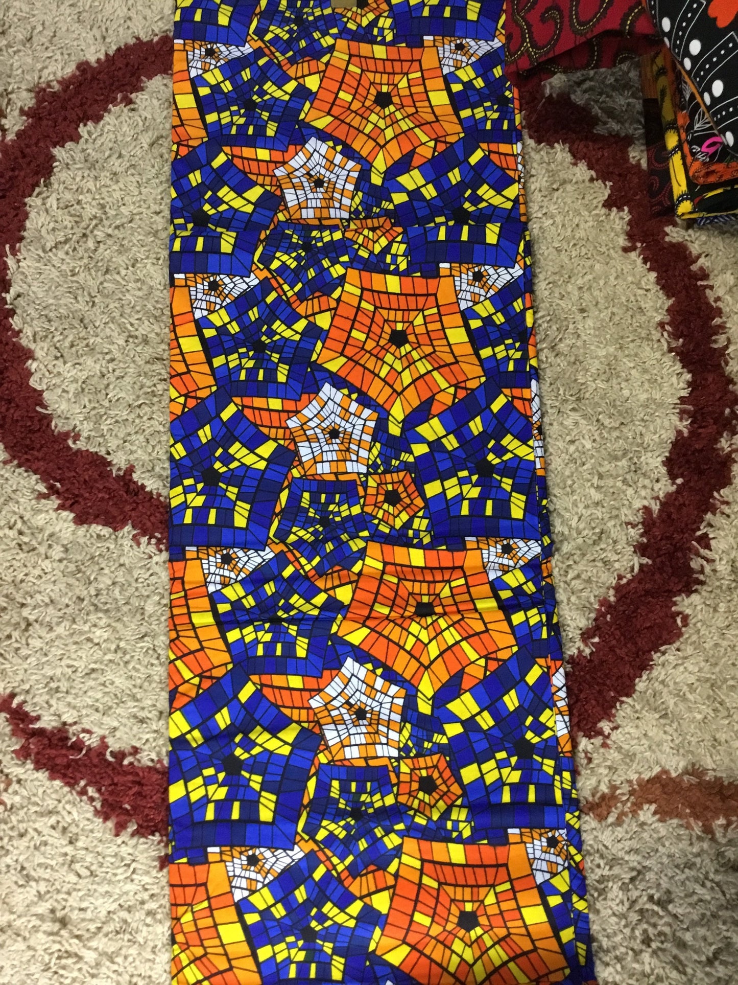 Orange and blue African Fabric/African prints/ Ankara fabric/ African fabric per yard/ African fabric for crafts/ African fabri/DK30K