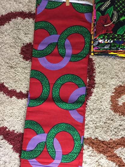 Red and green African Fabric/African prints/ Ankara fabric/ African fabric per yard/ African fabric for crafts/ African fabri/MK146