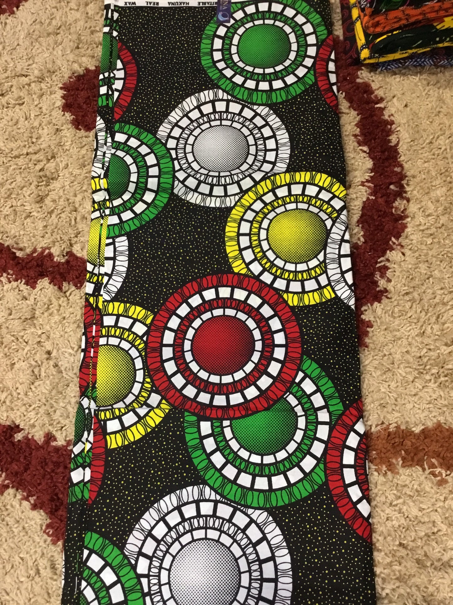 Green red and  African Fabric/African prints/ Ankara fabric/ Wax print/ African fabric for crafts/ African headwrap/ African clothing/MK908F