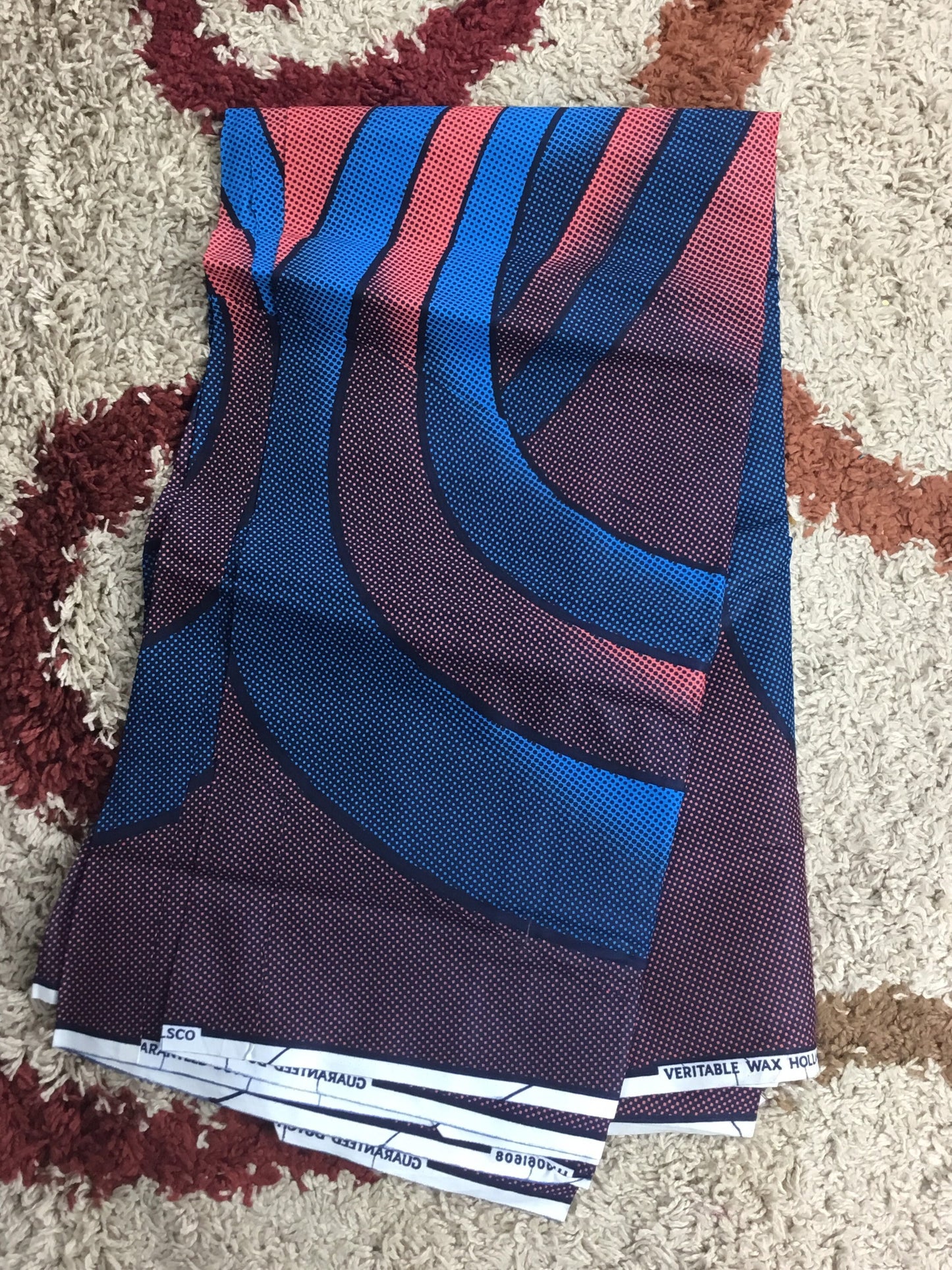 Blue and orange African Fabric/African prints/ Ankara fabric/ African fabric by the yard/ Wax prints/ African fabric for apparels/ African