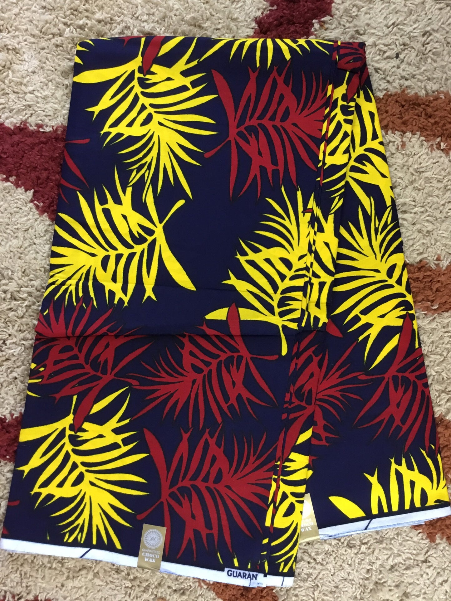 Yellow and navy African Fabric/African prints/ Ankara fabric/ Wax print/ African headwrap/ African fabric for quilts/ African sewing/MK174