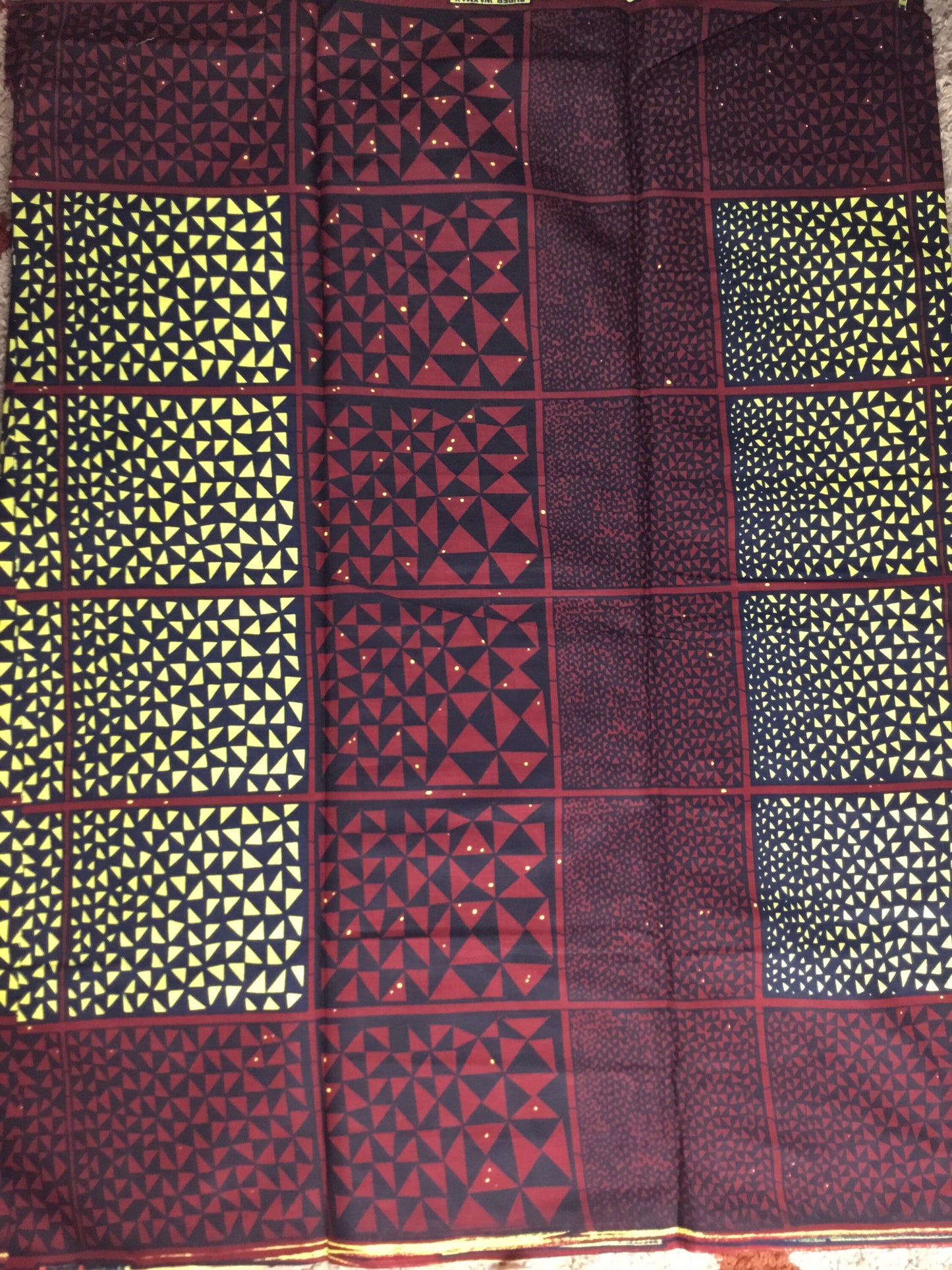 African Fabric/African Print Fabric/ Fabric/Ankara-Brown and Cream Square Design/YARD OR WHOLESALE/Block Print Fabric/African Mask/MK409/By