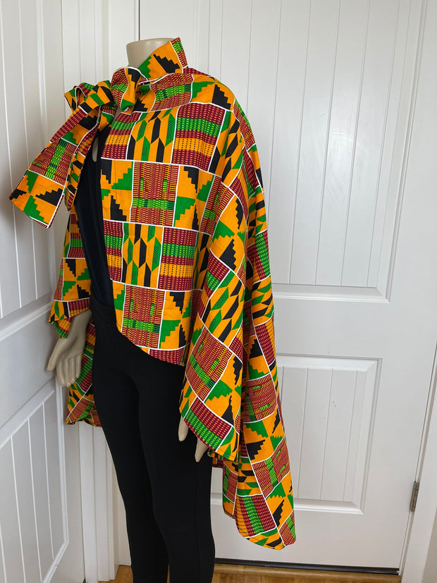 African print cape/ African wax shawl/ African fabric poncho/African high low cape/Ankara shawl for women/Plus size women shawl.