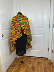 African print cape/ African wax shawl/ African fabric poncho/African high low cape/Ankara shawl for women/Plus size women shawl.