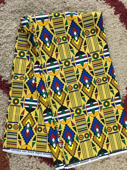 Yellow African Fabric/African prints/ Ankara fabric/African wax/Hollandais/ Blue and white African Kente/blue and white fabric/MK788b