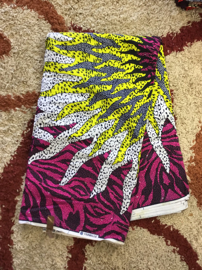 Pink and yellow African Fabric/African prints/ Ankara fabric/ African fabric per yard/ African fabric for crafts/ African fabri/FG48/