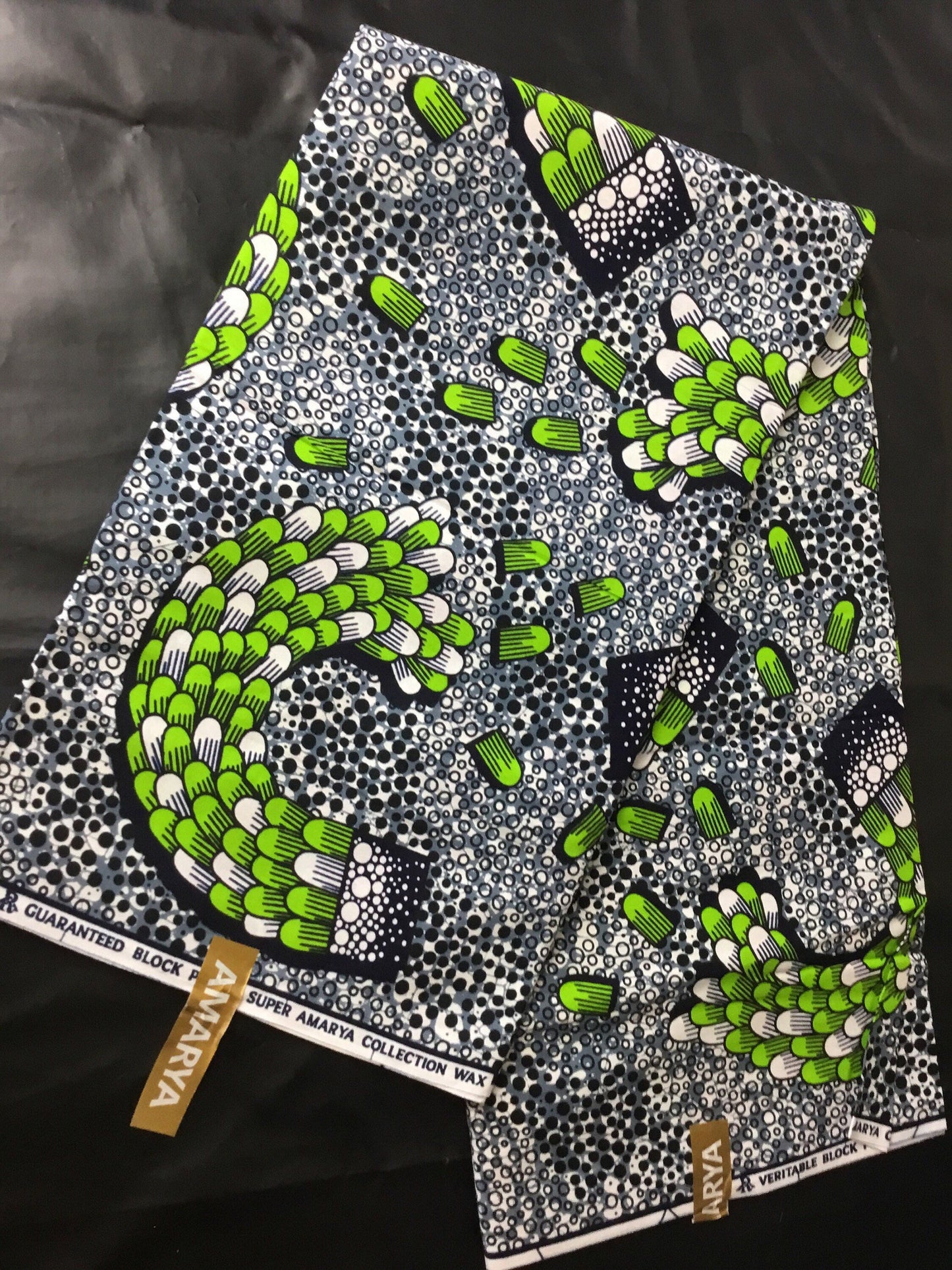 Quality African Fabric/Ankara Fabric Per Yard/100% Cotton Print/Green Black Color