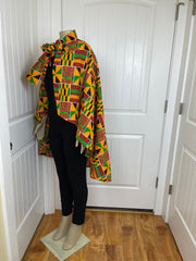 African print cape/ African wax shawl/ African fabric poncho/African high low cape/Ankara shawl for women/Plus size women shawl.