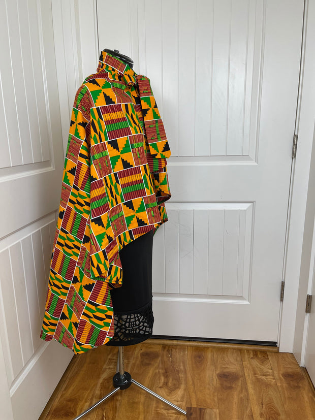 African print cape/ African wax shawl/ African fabric poncho/African high low cape/Ankara shawl for women/Plus size women shawl.