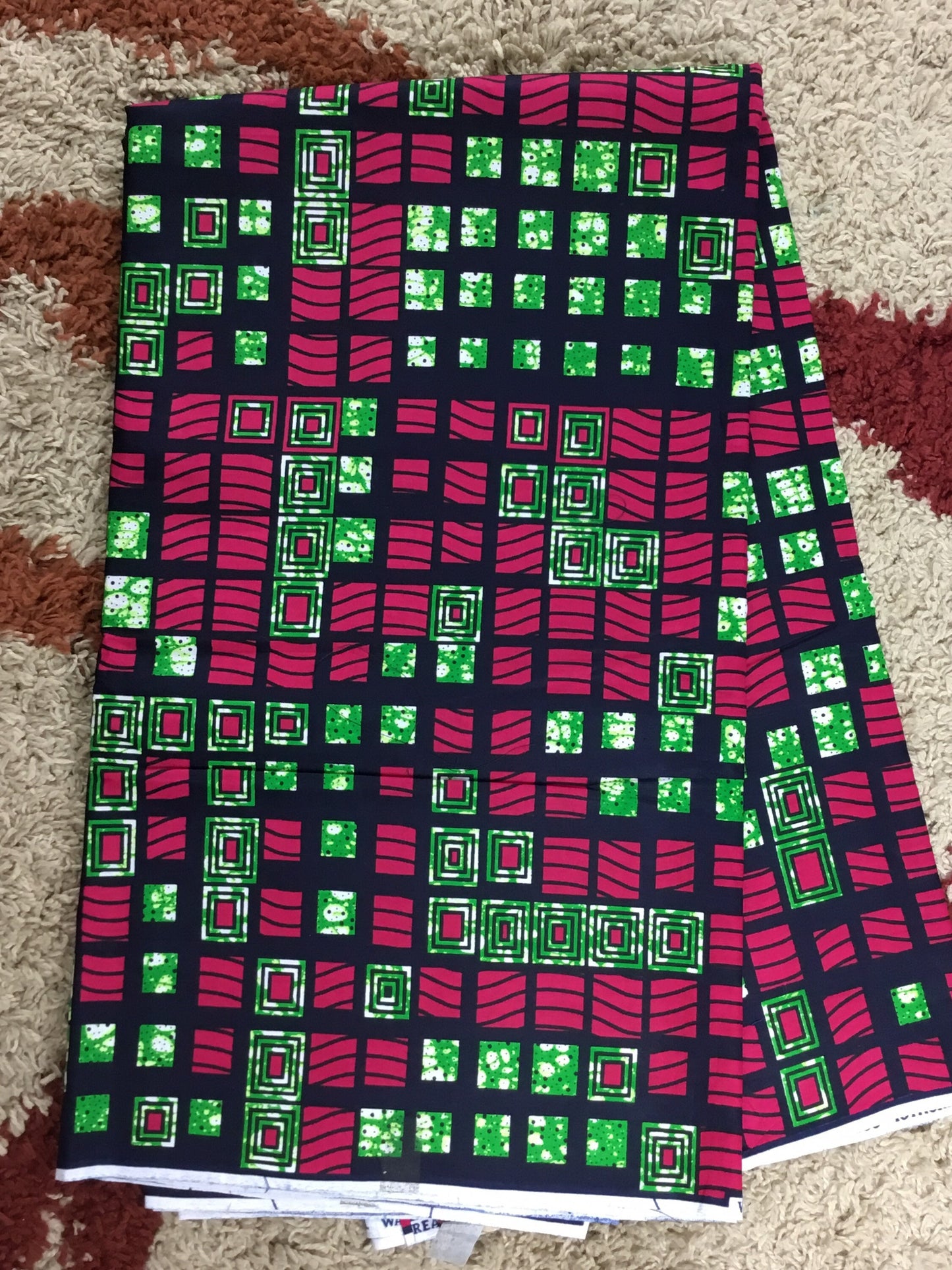 Funschia pink and green African Fabric/African prints/ Wax print/African headwrap/ African fabric for crafts/MK194