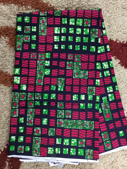 Funschia pink and green African Fabric/African prints/ Wax print/African headwrap/ African fabric for crafts/MK194