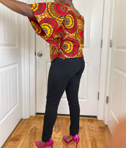 African clothing for women/ African blouse/African cape top/plus size African Red top/ Full flare blouse/summer top/