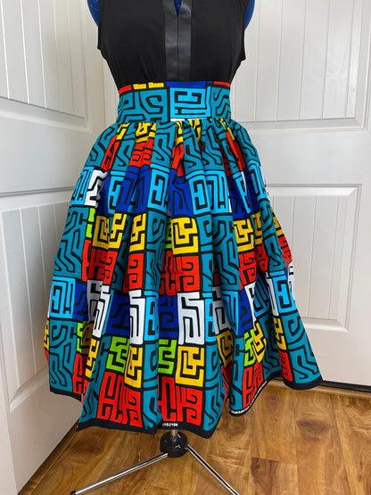 African midi skirt/African Print Skirt/Ankara Skirt/VA50