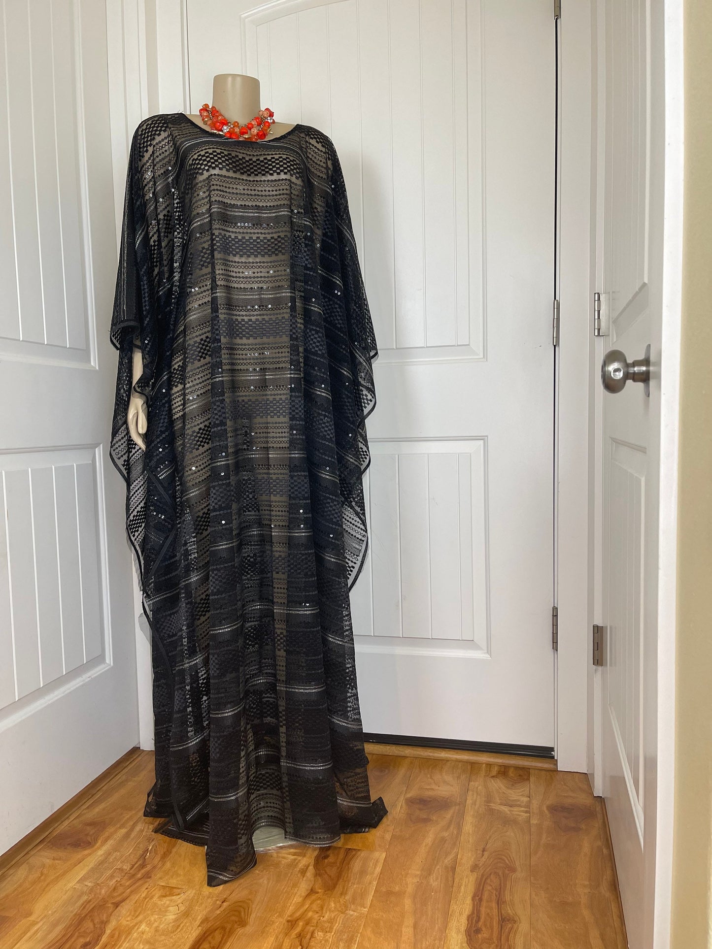 Black dress abaya /Black dress for women/Black kaftan/black lace/Black boubou for weddings/Black outfit
