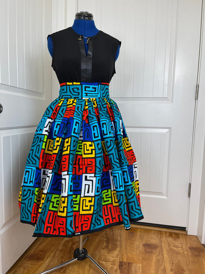 African midi skirt/African Print Skirt/Ankara Skirt/VA50