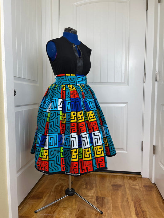 African midi skirt/African Print Skirt/Ankara Skirt/VA50