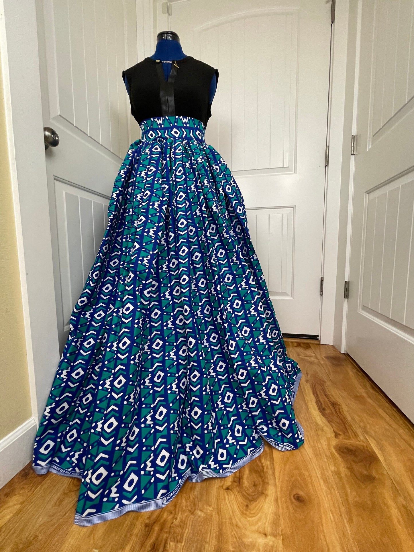 Blue and teal African clothing maxi skirt/ African women clothing/ Ankara maxi skirt/ African print skirt/ Ankara long skirt/ Skirt/DT2