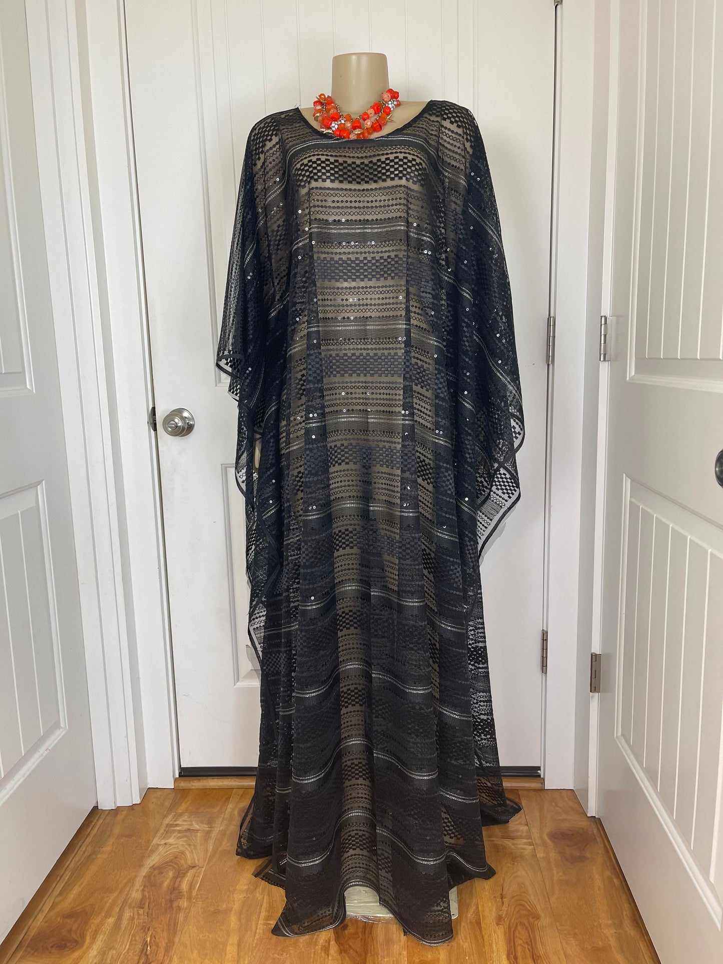 Black dress abaya /Black dress for women/Black kaftan/black lace/Black boubou for weddings/Black outfit