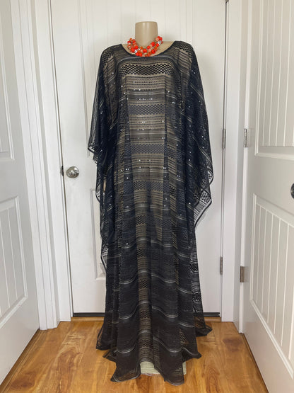 Black dress abaya /Black dress for women/Black kaftan/black lace/Black boubou for weddings/Black outfit