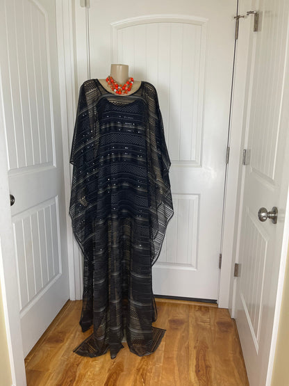 Black dress abaya /Black dress for women/Black kaftan/black lace/Black boubou for weddings/Black outfit