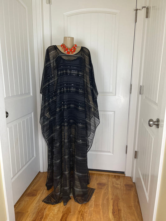 Black dress abaya /Black dress for women/Black kaftan/black lace/Black boubou for weddings/Black outfit