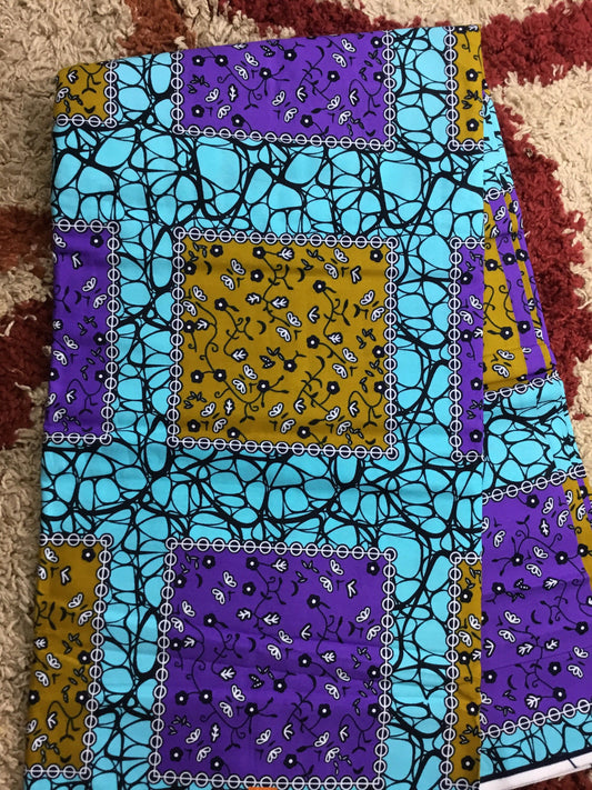 Blue and grey African fabric African prints/ Ankara fabric/ African fabric per yard/ African fabric for craft/ mask fabric/ MK439