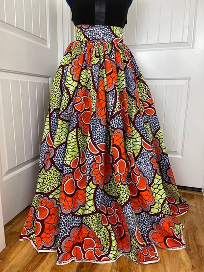 African skirt/Danshiki skirt/Ethnic skirt/Orange skirt/Ankara skirt/DR16