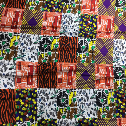Patched work African Fabric/African prints/ Ankara fabric/ Wax print/ African fabric for crafts/ African headwrap/ African clothing/MK908S