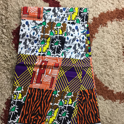 Patched work African Fabric/African prints/ Ankara fabric/ Wax print/ African fabric for crafts/ African headwrap/ African clothing/MK908S